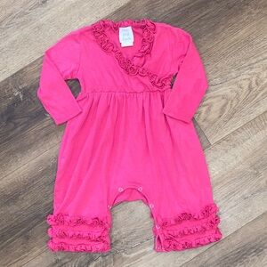 Lemon Loves Layette Pink Ruffle Baby Romper Spring Summer Outfit 12-18m